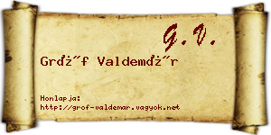 Gróf Valdemár névjegykártya